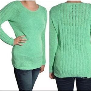 Rachel Zoe Green Knit Crochet Sweater Size small